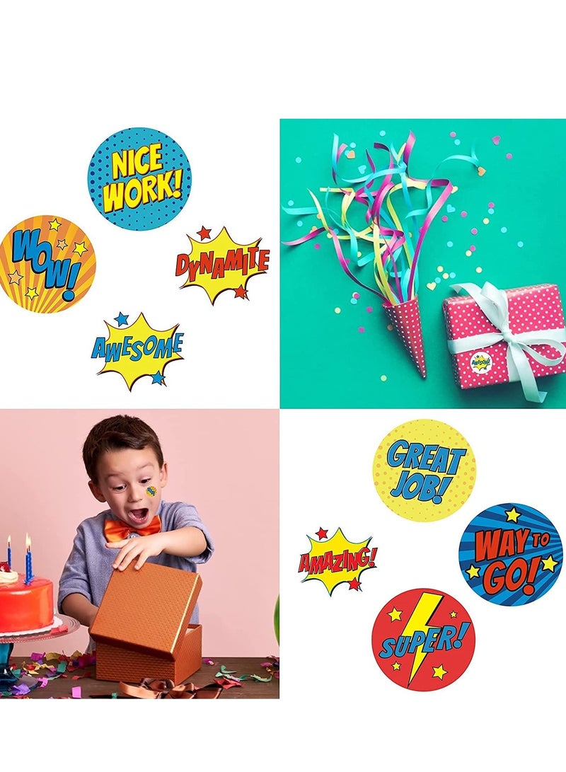 SOLARAE Stickers Teacher Reward Boom for Spiderman, Super Heroes Party Loot Bags Motivational Positive for Kids, Student, Classroom 500 Pack - Image 2