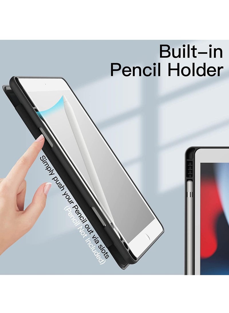 DUSALA Case Compatible with iPad 10.2-Inch (9th/8th/7th Generation, 2021/2020/2019) – Clear Transparent Back Shell, Pencil Holder, Slim Stand, Shockproof Tablet Cover for iPad 10.2" with Full Protection Black, 10.2 - Image 3