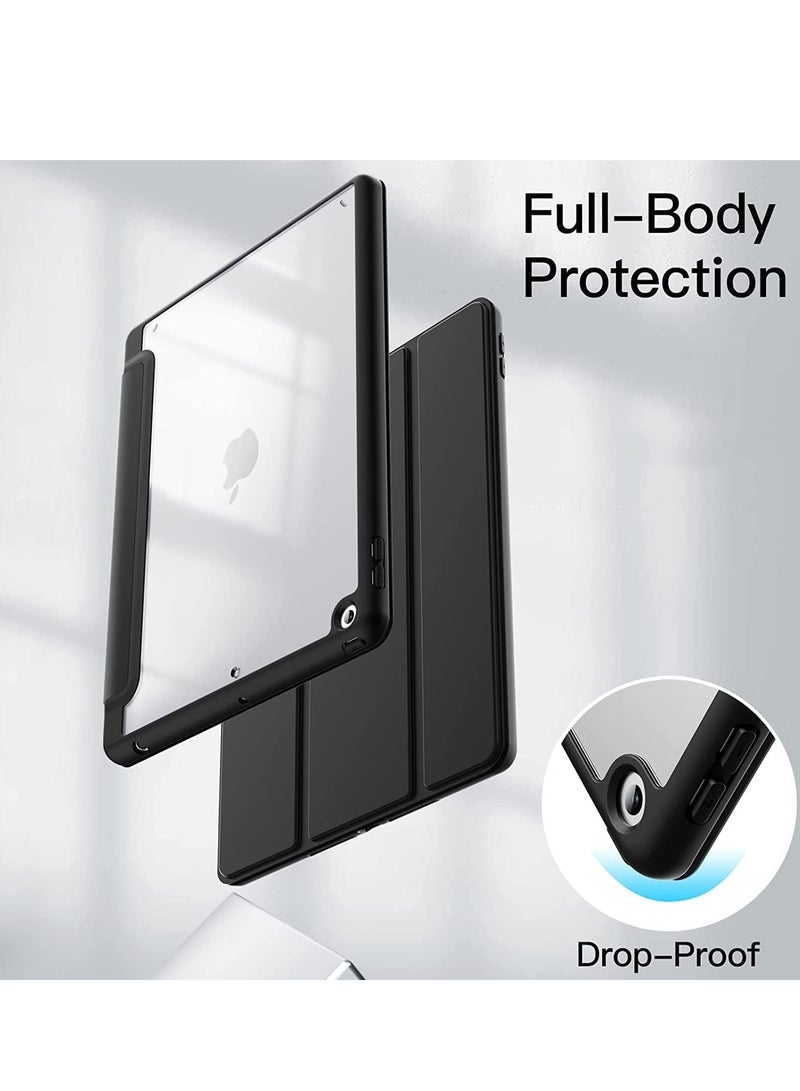 DUSALA Case Compatible with iPad 10.2-Inch (9th/8th/7th Generation, 2021/2020/2019) – Clear Transparent Back Shell, Pencil Holder, Slim Stand, Shockproof Tablet Cover for iPad 10.2" with Full Protection Black, 10.2 - Image 2