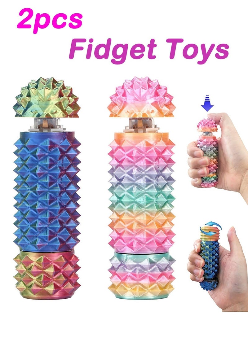 قطعتان من أزرار النقر، دوارات، أداة تحفيز محمولة، تصميم Little Ouchies 3 في 1 لتخفيف القلق، محفز Spiky Grippie، لعبة تحفيز الألم المطبوعة ثلاثية الأبعاد، لعبة فيدجيت صغيرة للجيب للبالغين هدايا مبتكرة - Image 1