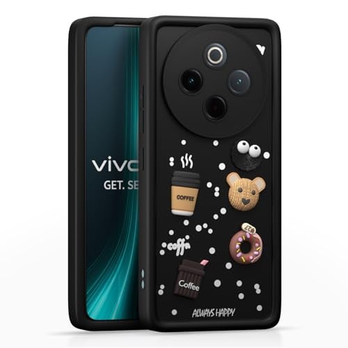 Pikkme Back Cover for Vivo T4 5G / iQoo Z10 5G | Cute Fun Cartoon 3D Bear Silicone Full Body Protection Bumper Case (Black) - Image 1
