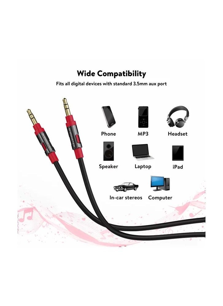 Monster - Monster 12-FT | 3.6 M AUDIO 3.5 MM AUX CABLE Gold Contacts HD Audio Phone Tablet - Image 1