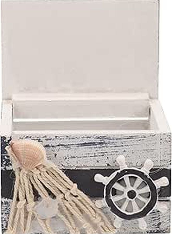 Vintage Ship Wheel Jewelry Box Wooden Trinket Organizer For Ring Necklace Storage - Image 1