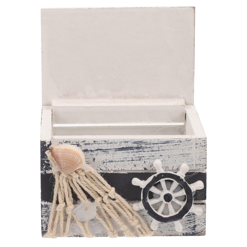 Vintage Ship Wheel Jewelry Box Wooden Trinket Organizer For Ring Necklace Storage - Image 2