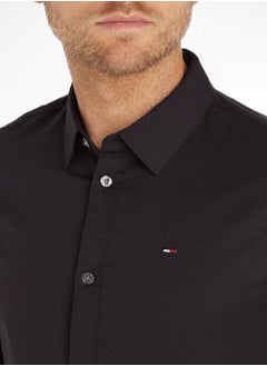 TOMMY JEANS Men's Stretch Slim Fit Casual Shirt, Black  - Image 4
