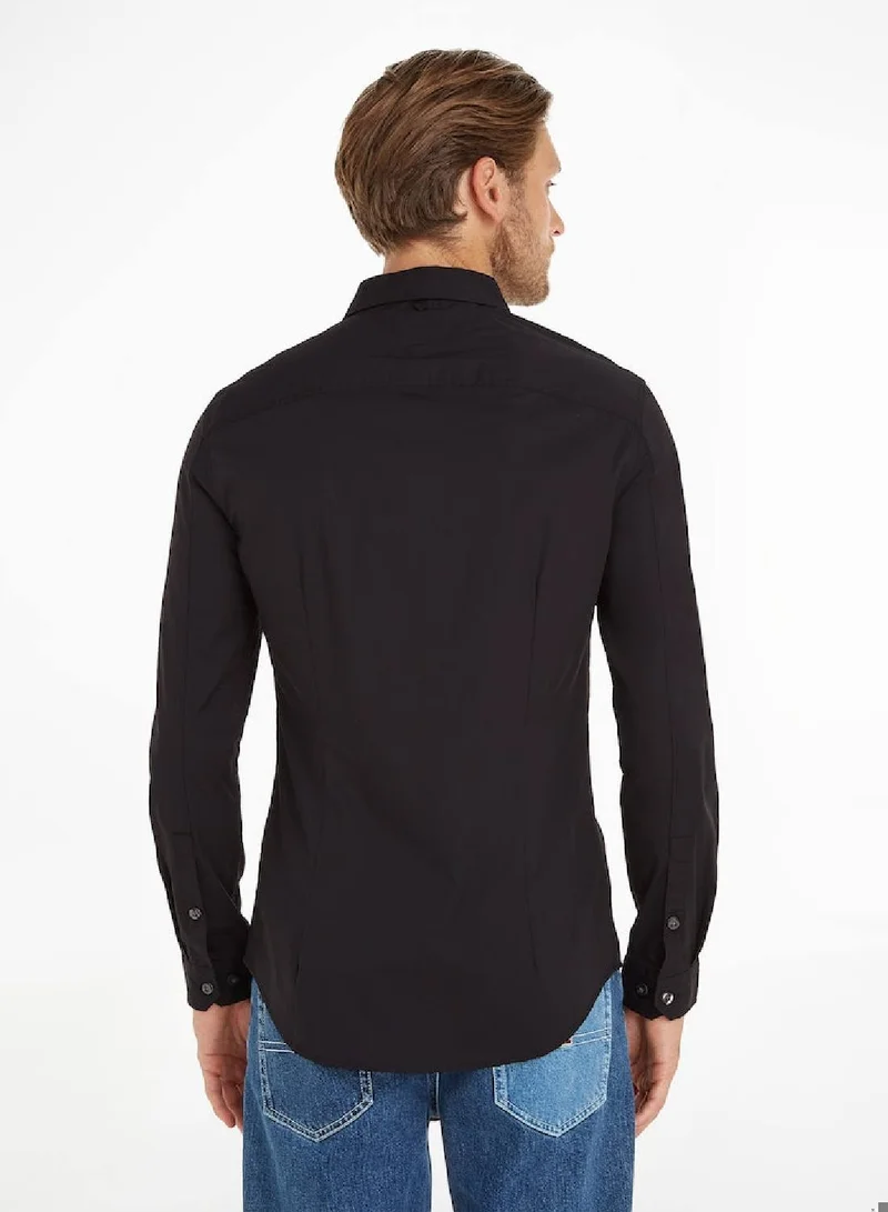 TOMMY JEANS TOMMY BLACK Slim Stretch Shirt for Men | Best Price UAE
