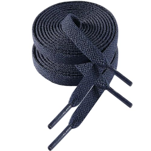 VSUDO 43 Inch Flat Navy Blue Shoe Laces for Sneakers, Shoelaces for Sneakers, Replacements Shoe Strings for Women or Men (2 Pairs-Navy Blue-110CM) - Image 1
