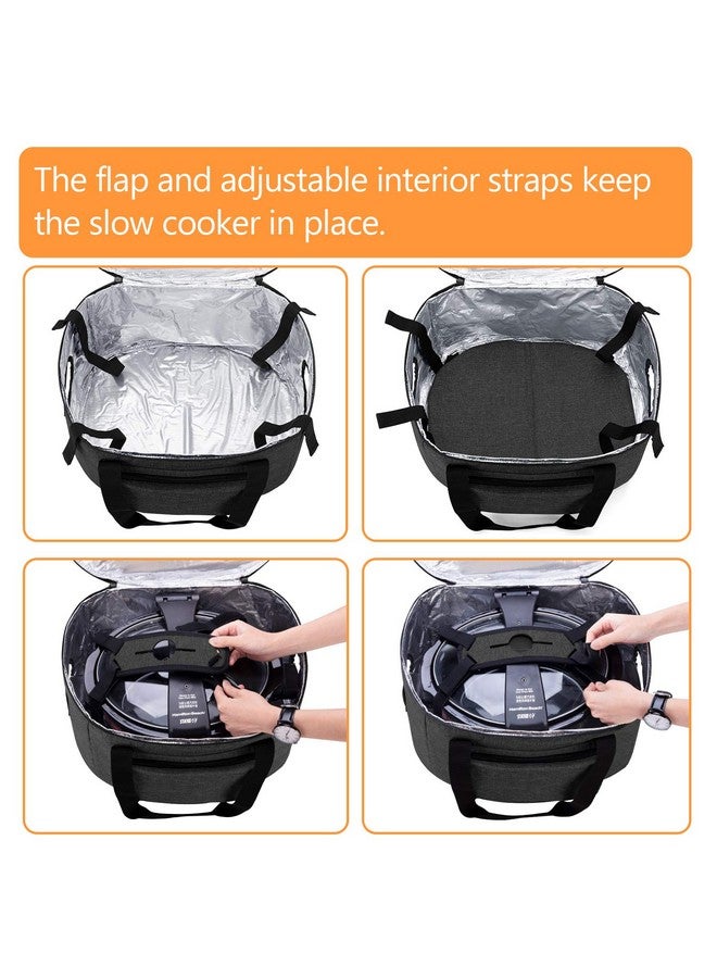 LUXJA Double Layers Slow Cooker Bag (With A Bottom Pad), Insulated Slow Cooker Carrier Fits For Most 6-8 Quart Oval Slow Cooker, Black (Bag Only) - Image 4