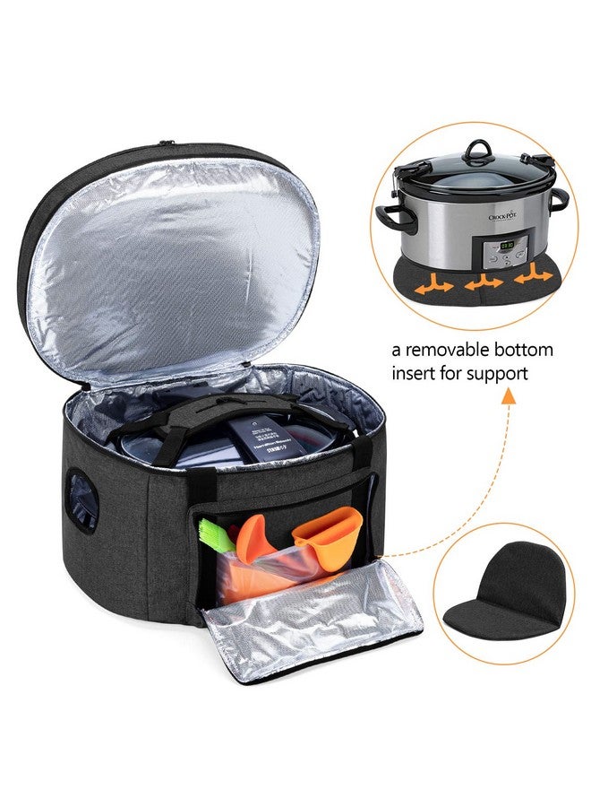 LUXJA Double Layers Slow Cooker Bag (With A Bottom Pad), Insulated Slow Cooker Carrier Fits For Most 6-8 Quart Oval Slow Cooker, Black (Bag Only) - Image 3