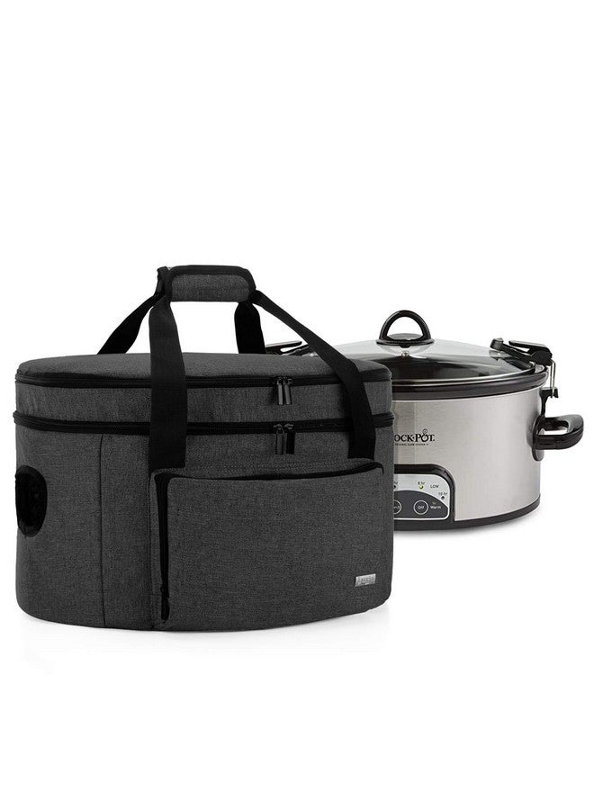 LUXJA Double Layers Slow Cooker Bag (With A Bottom Pad), Insulated Slow Cooker Carrier Fits For Most 6-8 Quart Oval Slow Cooker, Black (Bag Only) - Image 1