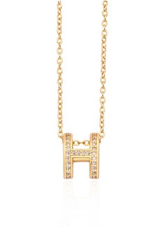 KAAF CREATIONS 18K Gold Plated Stainless Steel Chain, Initial Letter H Necklace, Crystal-Studded Pendant, 40+6 cm  - Image 1