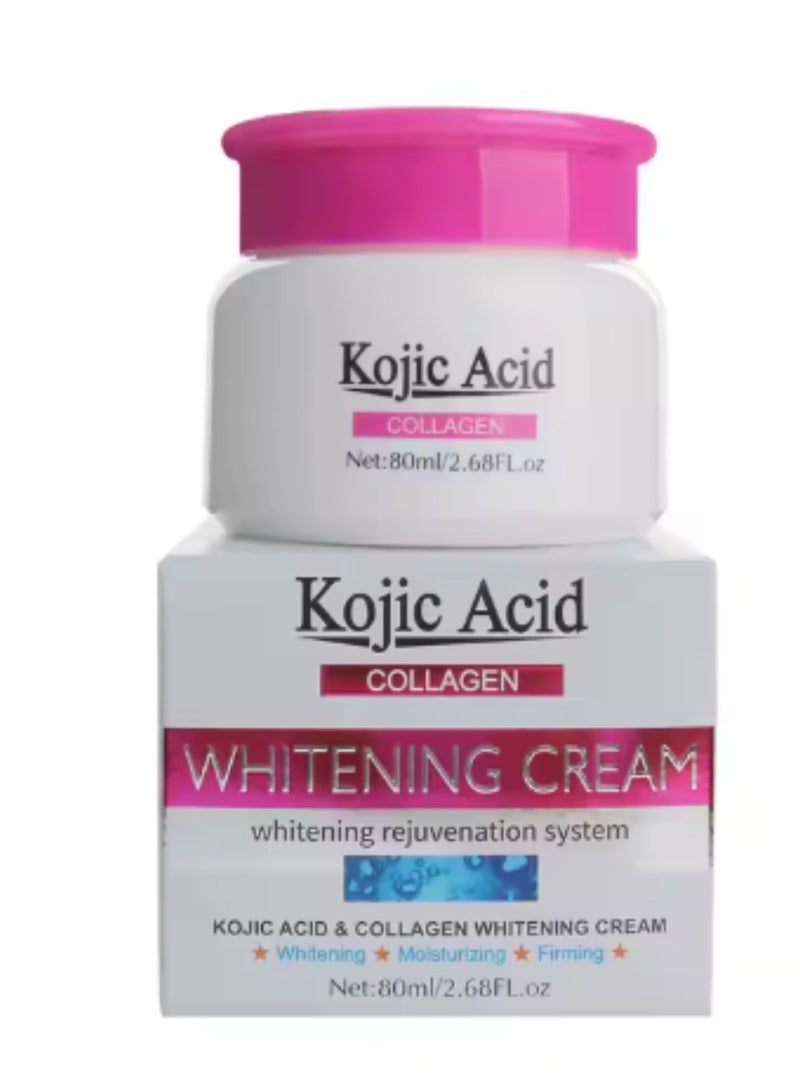 Kojic Acid Face Whitening Cream, Moisturizing Hydrate and Nourish the Skin, Lightweight Non-Greasy Deep Penetration Anti-Aging，Spots Or Acne Scars In A Effective Way, 80ml/2.68 FL.oz