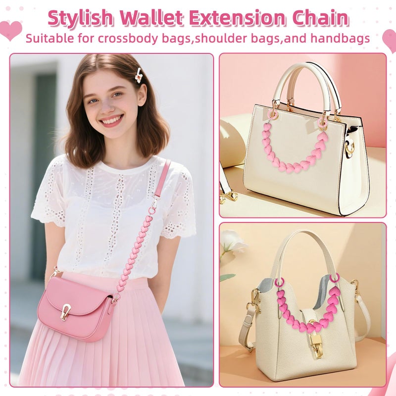 ZLSPTK 2Pcs Purse Extender Chain Gold Pink Bag Extender Chain Heart Purse Strap Extender Hot Pink Purse Strap Replacement Crossbody Purse Accessories for Women Bag Charms for Handbags Tote Bags Purse Making - Image 4