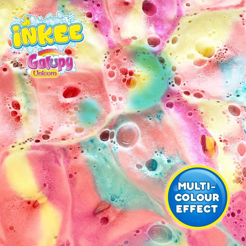 INKEE Bath Crumble Galupy Unicorn, Crumbled Bath Bombs for Children with Cotton Candy Flavour and 4 Colours, Bag of 100 gr. - Image 2