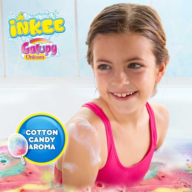 INKEE Bath Crumble Galupy Unicorn, Crumbled Bath Bombs for Children with Cotton Candy Flavour and 4 Colours, Bag of 100 gr. - Image 3