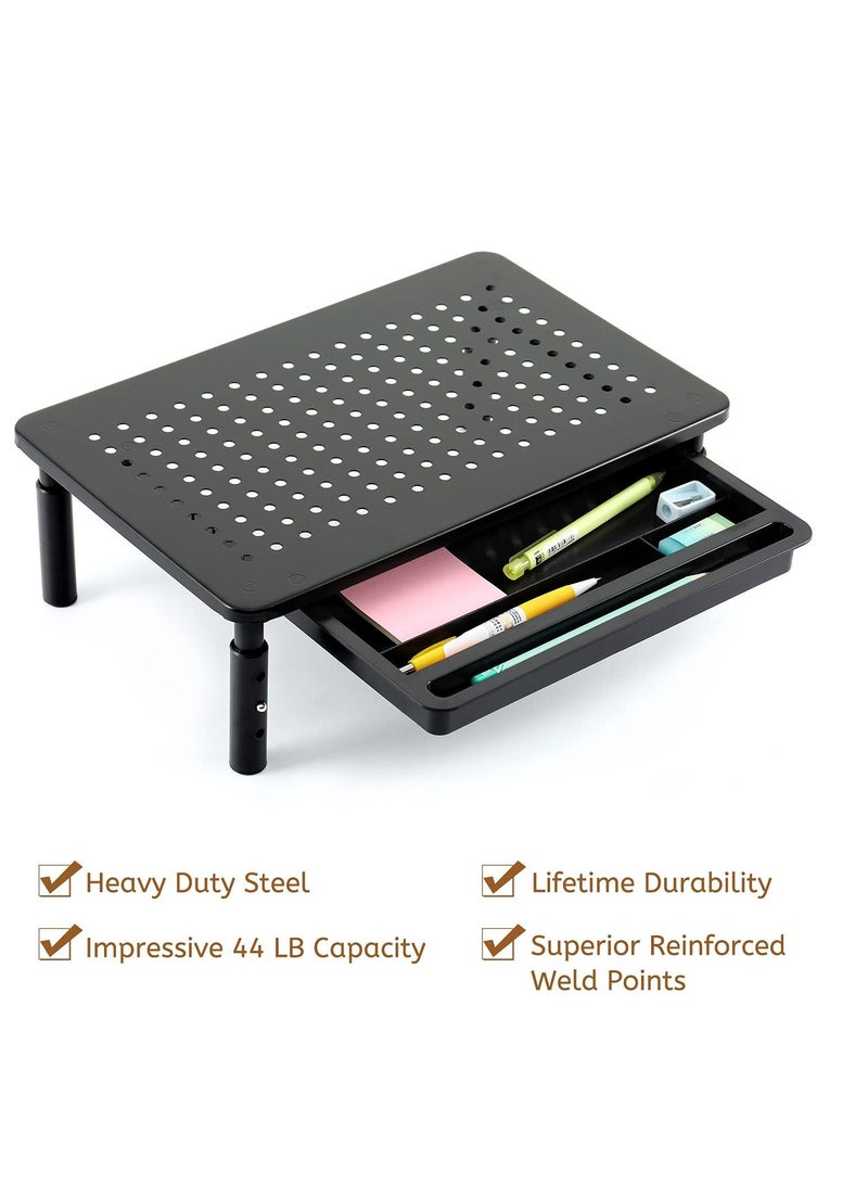 Sharpdo Metal Monitor Stand with Storage Drawer for Computer/Laptop/Printer/Notebook for Home and Office Black  - Image 2