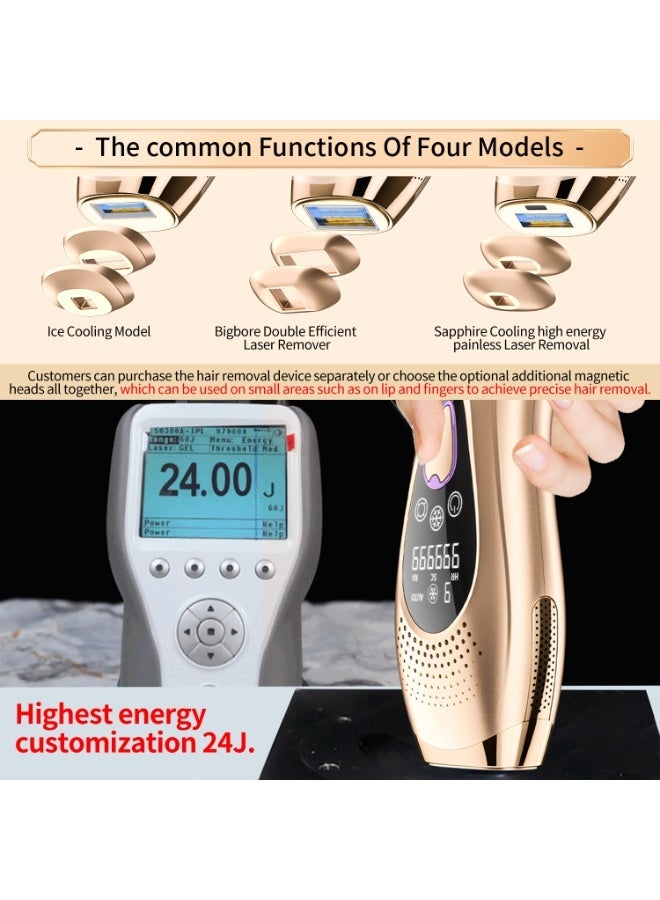 ETG IPL Hair Removal Device, 3-in-1 for Permanent Hair Removal, Skin Rejuvenation & Acne Treatment, 9 Energy Levels with Freezing Cooling Tech, 2X Faster Flashes & 2 Replaceable Heads - Image 3