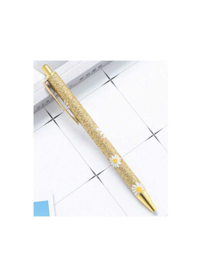 Heya Tria Gold flower decorated glitter pen 