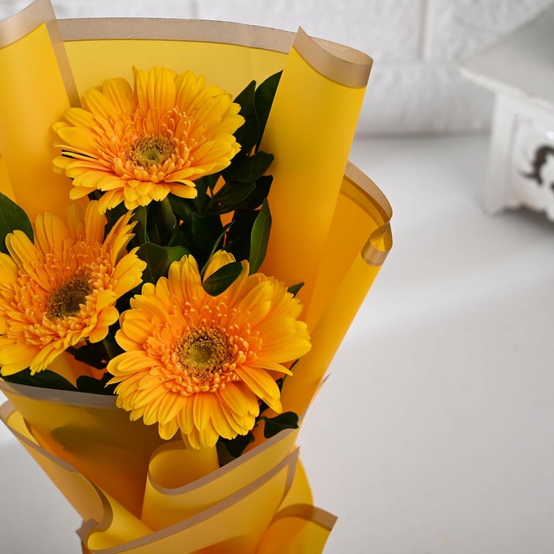 FlowerAura Fresh Live Flower Bouquet of 3 Yellow Gerberas Flowers For Birthday Gift Anniversary Gift Wedding Gift Valentines Day Gift Gift For Special Occasion Same Day Delivery - Image 5