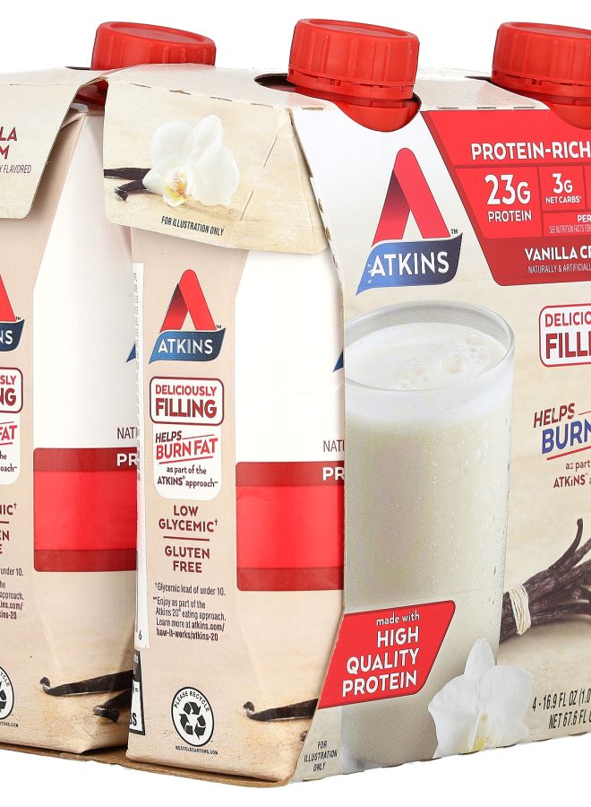 Atkins Protein-Rich Shake Vanilla Cream 4 Shakes 16.9 fl oz (500 ml) Each - Image 2