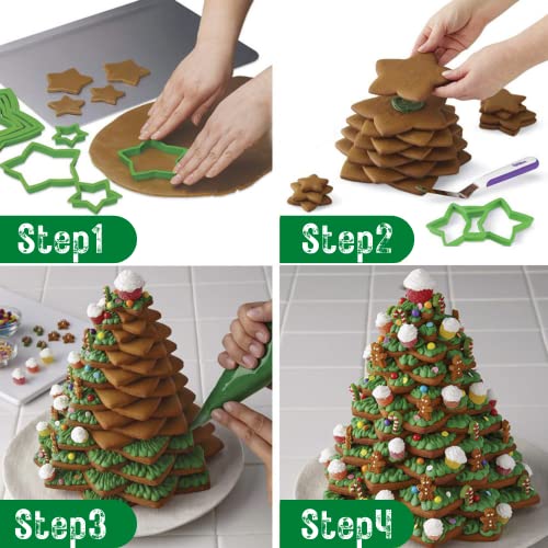 KAISHANE 10pcs 3D Christmas Tree Cookie Cutter Set-Star Cookie Cutters XMAS Decoration fondant donut Cookie cutters kit for Christmas Tree gift cookie tower - Image 4