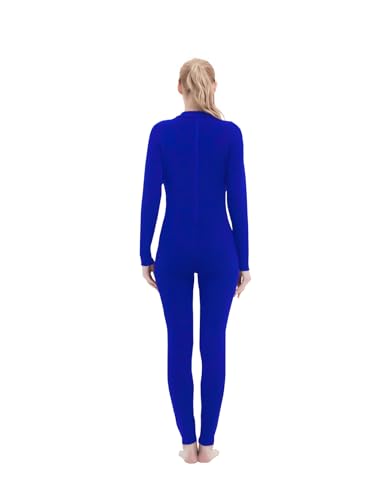 Kninmdor Women Unitard Dance Bodysuit Royal Blue High Neck Turtleneck Jumpsuit Dancer Leotard Full Body Suits Long Sleeves One Piece (Royal Blue-L) - Image 5