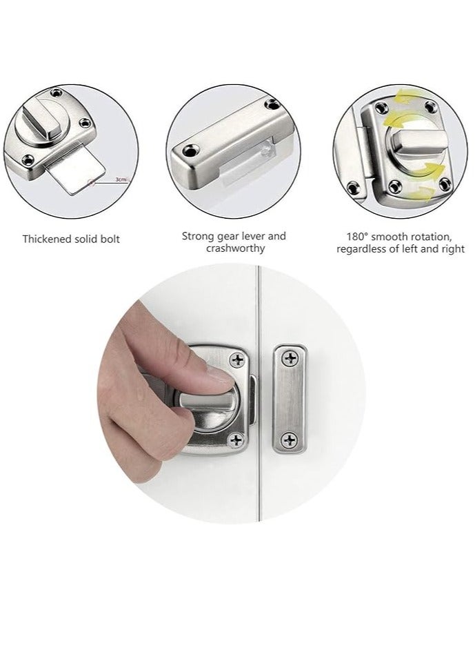 GOMETY Bathroom Toilet Door Lock Latch, Rotate Bolt Gate Latch Sliding Door Lock, Bar Barn Door Latch for Wine Cabinet Closet Window Swivel Lock Door Lock Latch (Silver) - Image 4