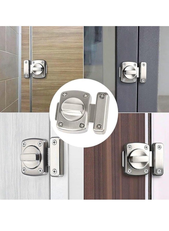 GOMETY Bathroom Toilet Door Lock Latch, Rotate Bolt Gate Latch Sliding Door Lock, Bar Barn Door Latch for Wine Cabinet Closet Window Swivel Lock Door Lock Latch (Silver) - Image 5