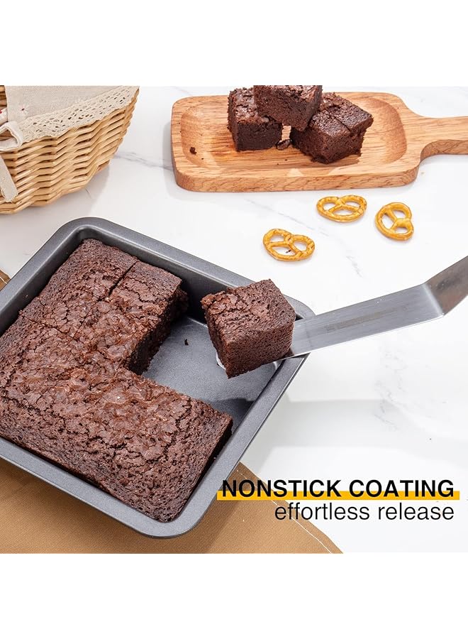 Excefore 8'' X 8'' Square Cake Baking Pan, Nonstick Metal Brownie Pan With Wide Grips, Dishwasher Safe   8 Inch, Dark Grey(Set Of 2) - Image 2