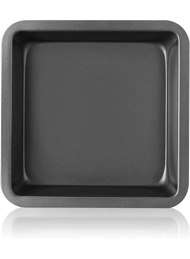 Excefore 8'' X 8'' Square Cake Baking Pan, Nonstick Metal Brownie Pan With Wide Grips, Dishwasher Safe   8 Inch, Dark Grey(Set Of 2) - Image 1