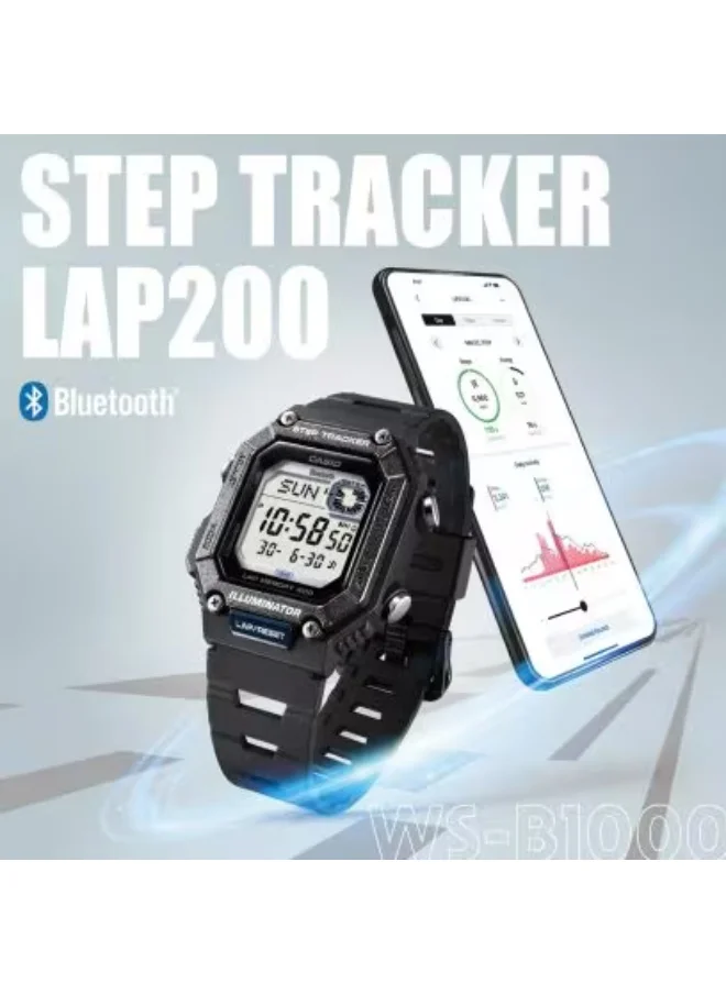 كاسيو Men's Resin Digital Watch WS-B1000-1AVDF - 41.3 mm