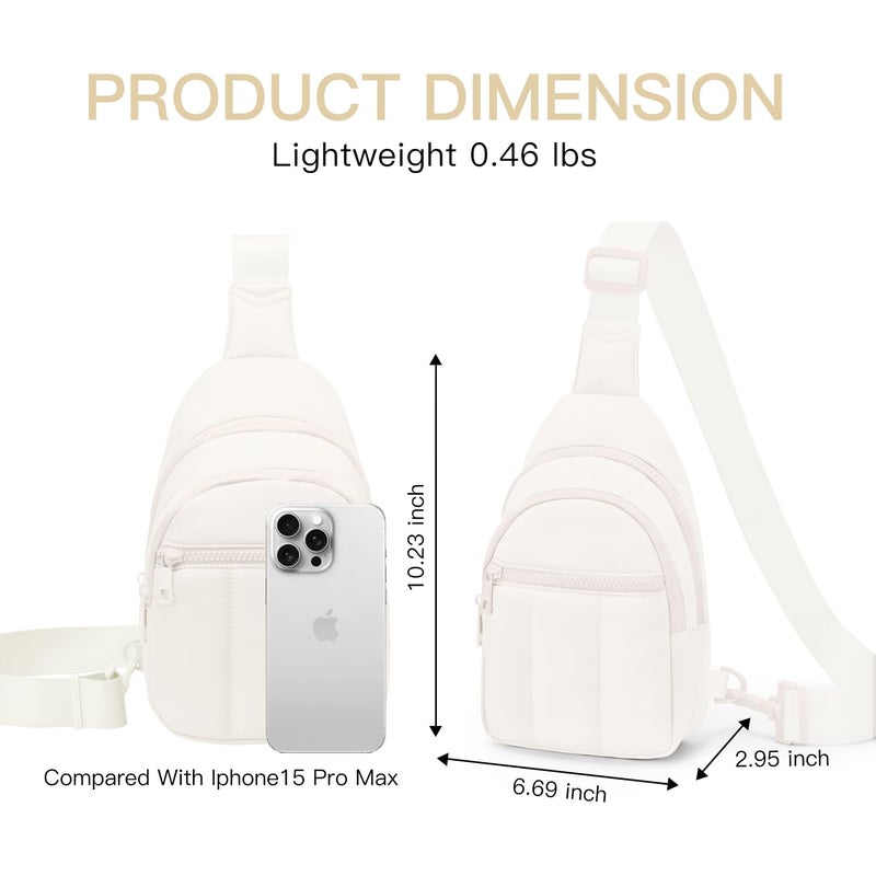Viverte Quilted Puffer Crossbody Bags for Women Small Puffy Sling Bag Lightweight Cross Body Bubble Purse Shoulder Bag for Travel (Cream White) - Image 5
