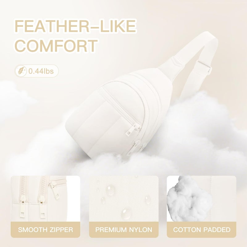 Viverte Quilted Puffer Crossbody Bags for Women Small Puffy Sling Bag Lightweight Cross Body Bubble Purse Shoulder Bag for Travel (Cream White) - Image 3