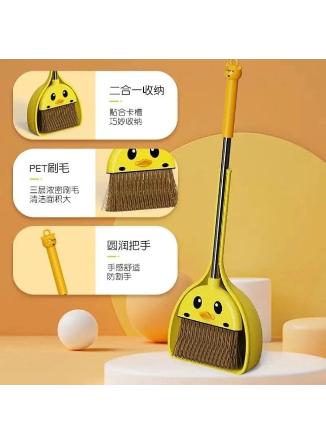 Duck Design Cleaning Brush/Broom with Steel Handle | Yellow Head, Black Bristles | Long-Reach (57 cm) & Wide Head (18 cm) for Efficient Floor & Corner Cleaning - Image 2