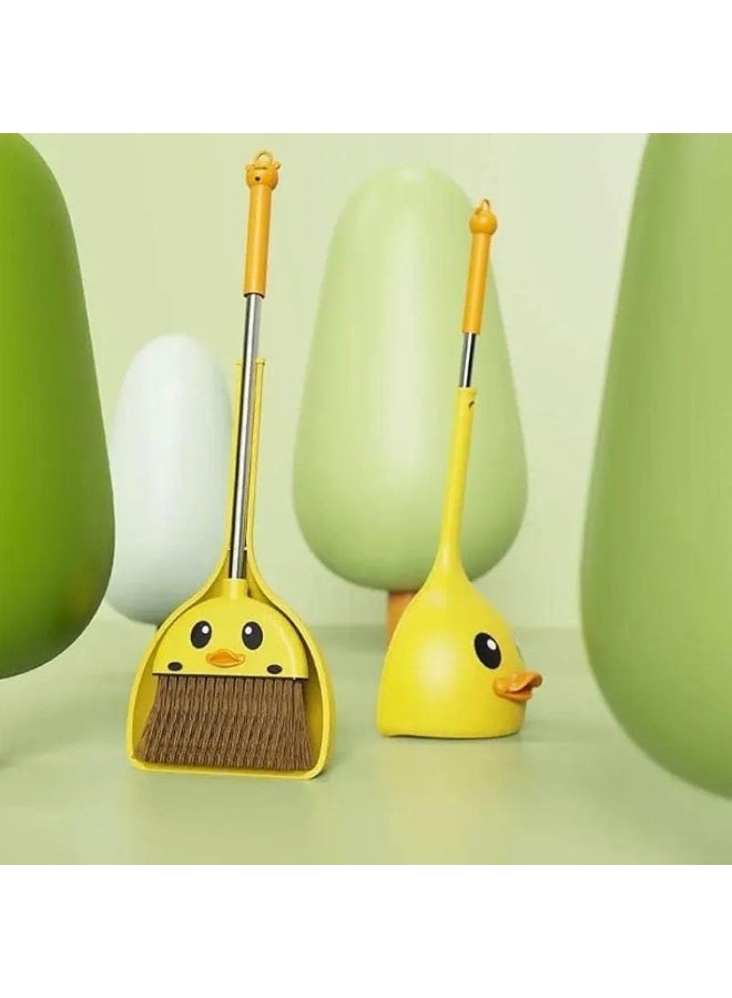 Duck Design Cleaning Brush/Broom with Steel Handle | Yellow Head, Black Bristles | Long-Reach (57 cm) & Wide Head (18 cm) for Efficient Floor & Corner Cleaning - Image 1