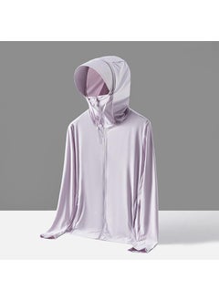 Generic Mens Fishing Shirt Upf50 Ice Feel Thin Summer Sun Protection Clothing Womens Outdoor Uv Protection Ice Silk Jacket Sun Suit [9605] Smog Purple (Women's) 