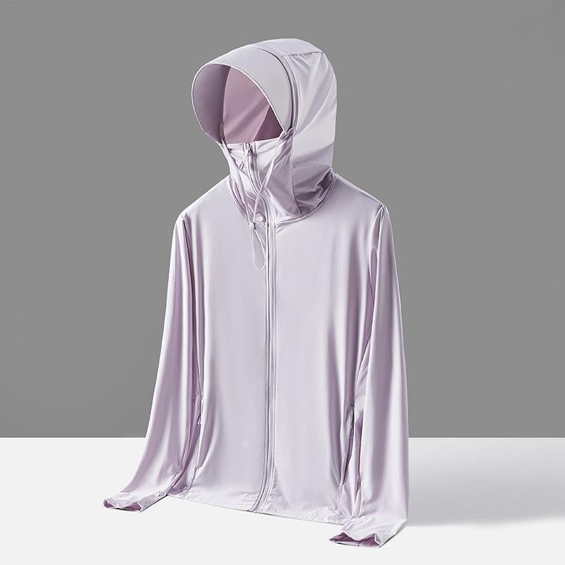 Generic Fishing Clothing Mens UPF50 Ice-sensitive Summer Thin Sunscreen Clothing Womens Outdoor Anti-ultraviolet Ice Silk Coat Sunscreen Clothing [9605] Smog Purple (Women's) 