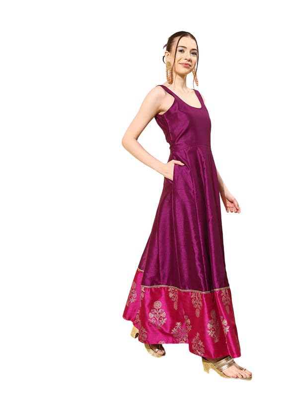 Ahalyaa Ethnic Motifs Printed Maxi Dress Purple - Image 3