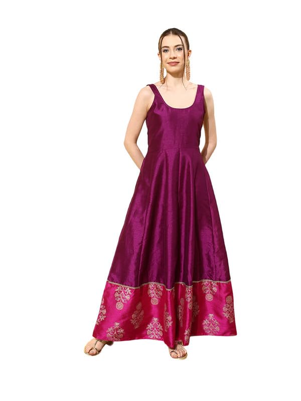 Ahalyaa Ethnic Motifs Printed Maxi Dress Purple - Image 2