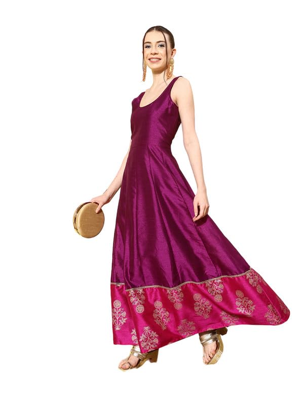 Ahalyaa Ethnic Motifs Printed Maxi Dress Purple - Image 1