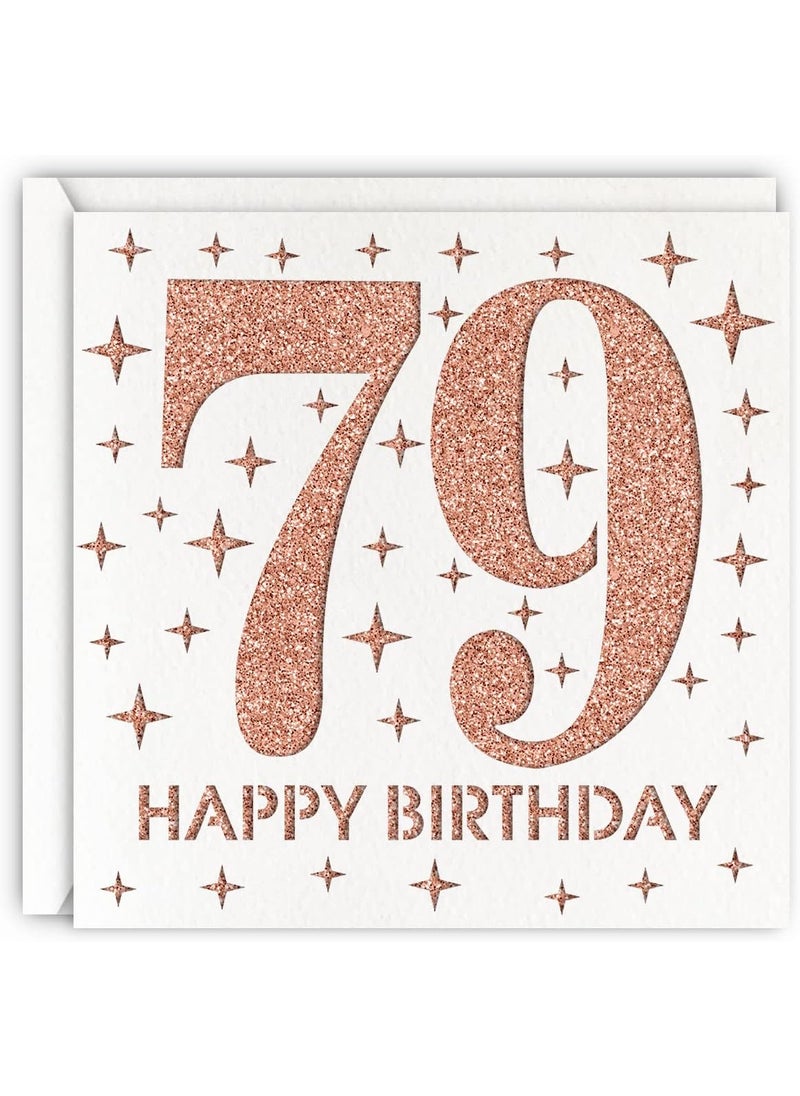 MAGJUCHE MAGJUCHE Rose Gold 79th Birthday Card Laser Cut Glitter Woman Age 79 Birthday Gift For Mother Grandmother Sister  - Image 1