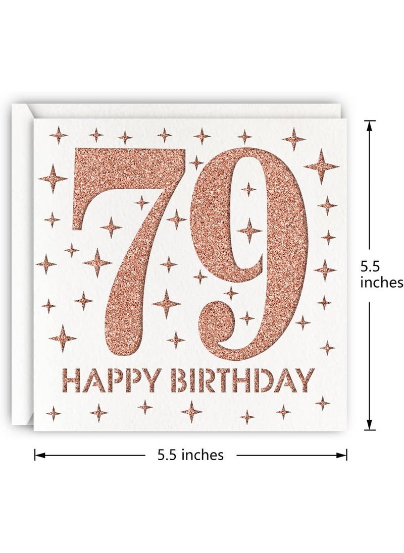 MAGJUCHE MAGJUCHE Rose Gold 79th Birthday Card Laser Cut Glitter Woman Age 79 Birthday Gift For Mother Grandmother Sister  - Image 2