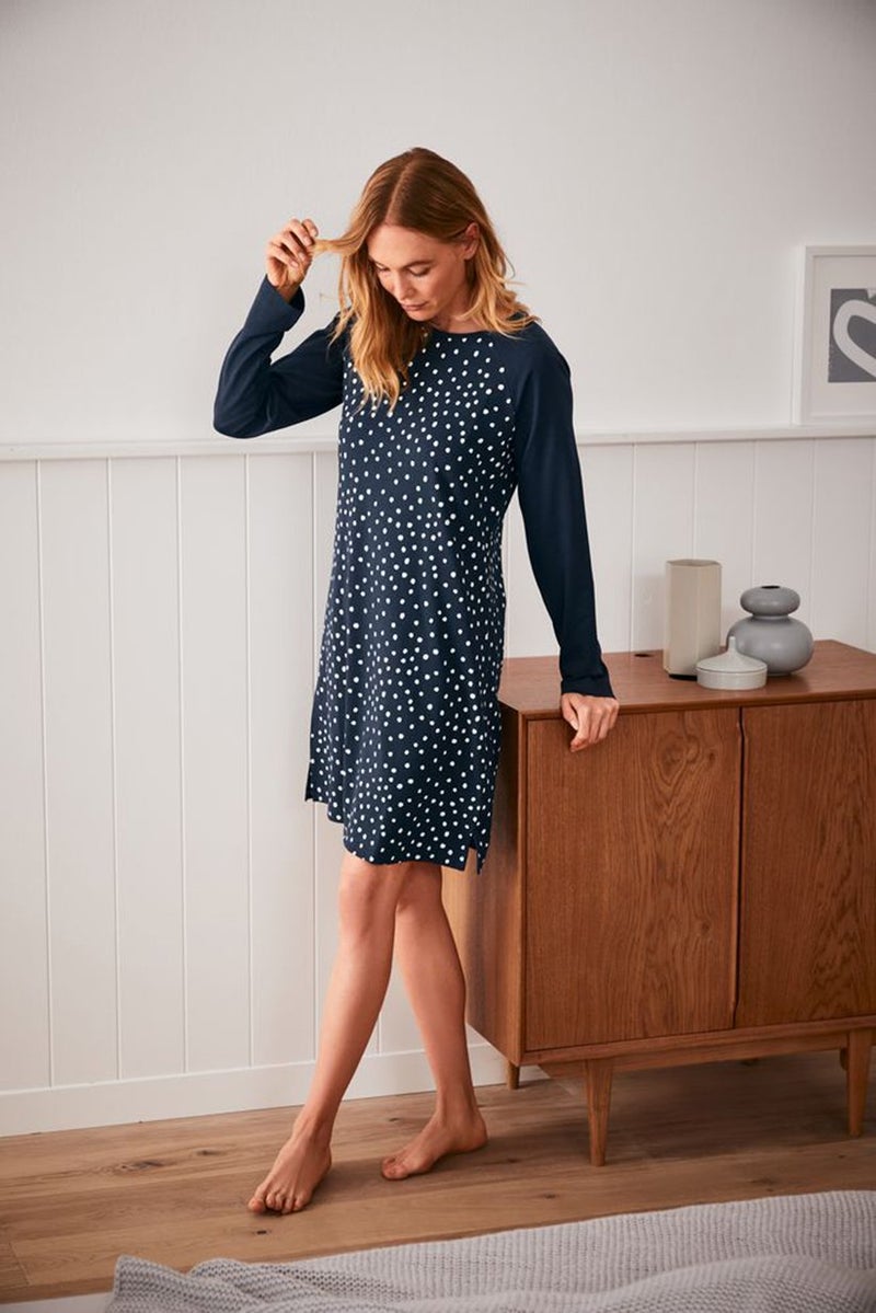 Tchibo فستان نوم نسائي بنقاط بولكا، كحلي - Image 1