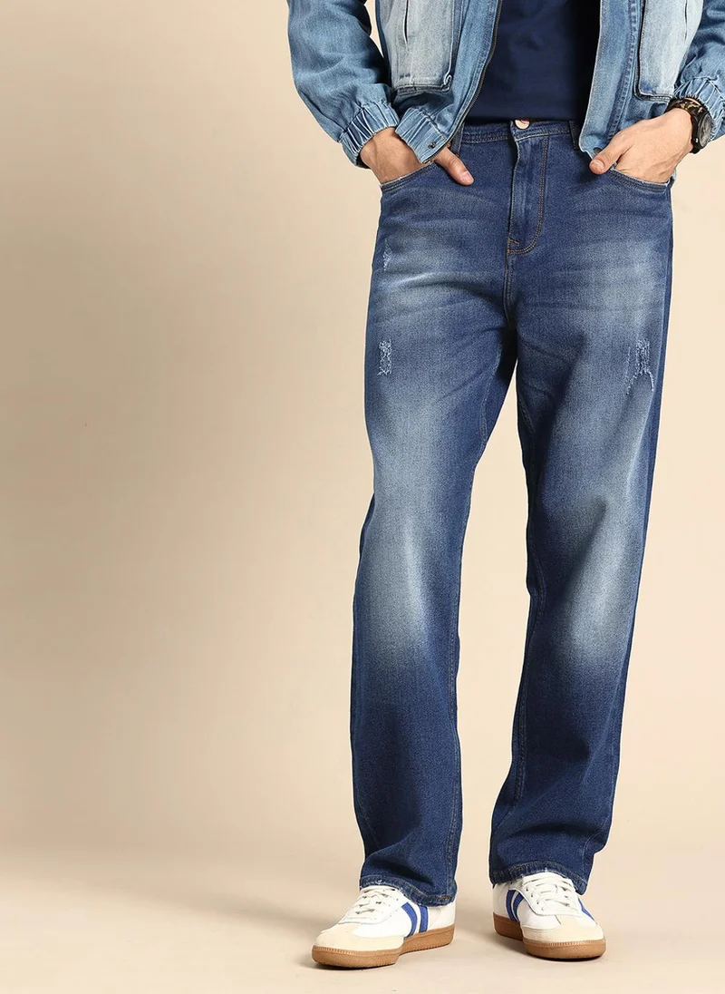 بيينغ هيومان Men Radon Anti Fit Low Distress Heavy Fade Stretchable Jeans