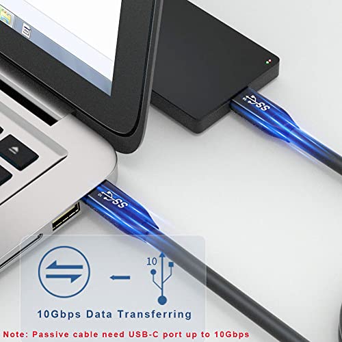 QCEs USB C Monitor Cable 15Ft, USB C 3.1 Gen 2x2 Cable 4K@60Hz Video Display, 100W PD Charging 10Gbps Data Transfer for Thunderbolt 4/3 Compatible with iPhone 17 16, MacBook Pro, iPad USB-C Monitor - Image 4