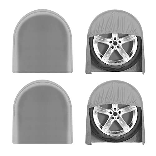 OutdoorLines Outdoor Waterproof Tire Covers Set of 4 - UV-Proof Trailer Wheel Cover Windproof Tire Protector for RV Jeep Trailers Camper Van Truck, Universal Tire Covering Fits Diameters 27"-29", Gray - Image 1