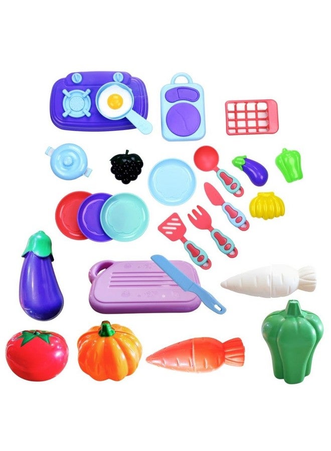 PLUSPOINT Kitchen Set with Vegetables with Bag for Storage with Realistic Sliceable Food Items for Lunch time Pretend Play Toy Food Cutting Toys in a bagpack for Girls and Boys (Lunch Set) - Image 3