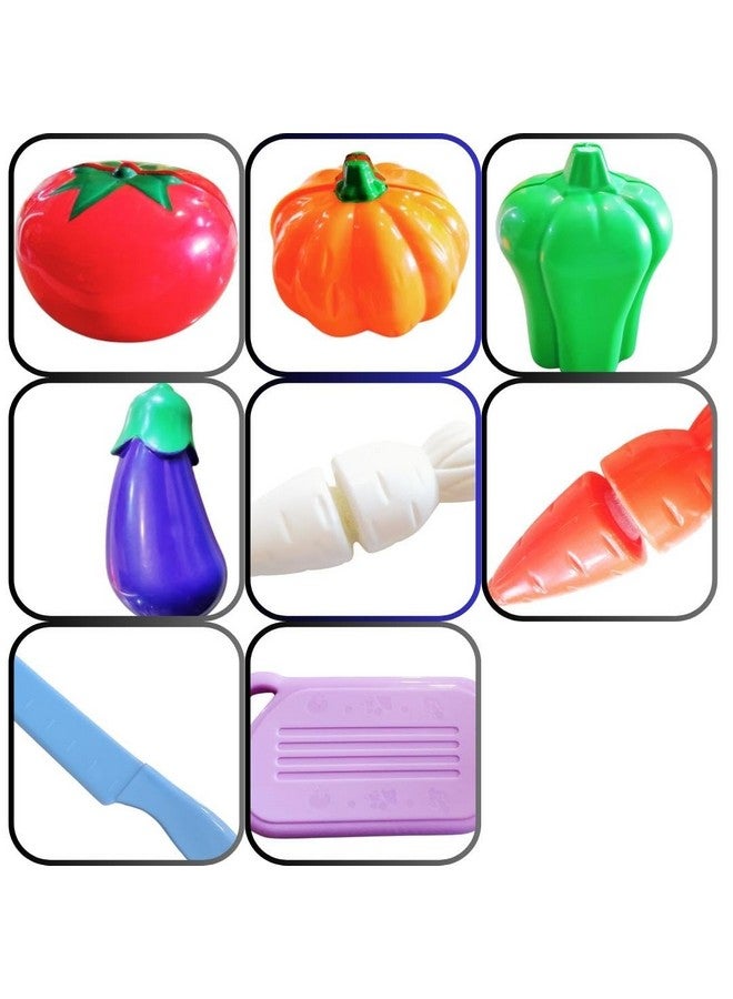 PLUSPOINT Kitchen Set with Vegetables with Bag for Storage with Realistic Sliceable Food Items for Lunch time Pretend Play Toy Food Cutting Toys in a bagpack for Girls and Boys (Lunch Set) - Image 4