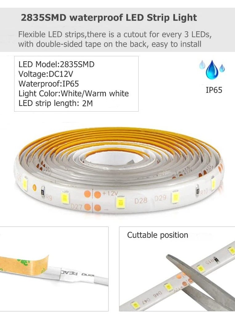 SYOSI إضاءة تحت الخزانات LED مع مستشعر حركة 98 قدم سرير سلالم خزانة ضوء شريط مقاوم للماء DC 12V تعمل مع الحركة LED مقاوم للماء ضوء شريط ليلي دافئ أبيض 3M  - Image 5
