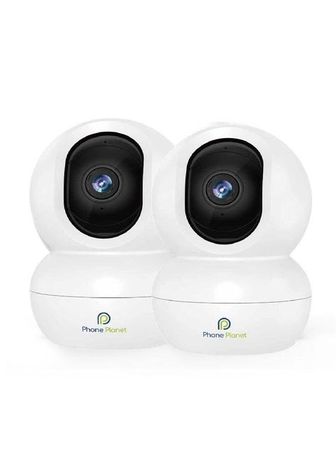 3MP C6N Pack Of 2 Wi-Fi 1080P Smart Home Security Camera White Baby Monitor Surveillance Camera With Motion Detection Smart Tracking Two Way Audio Night Vision Remote Control Works With Alexa